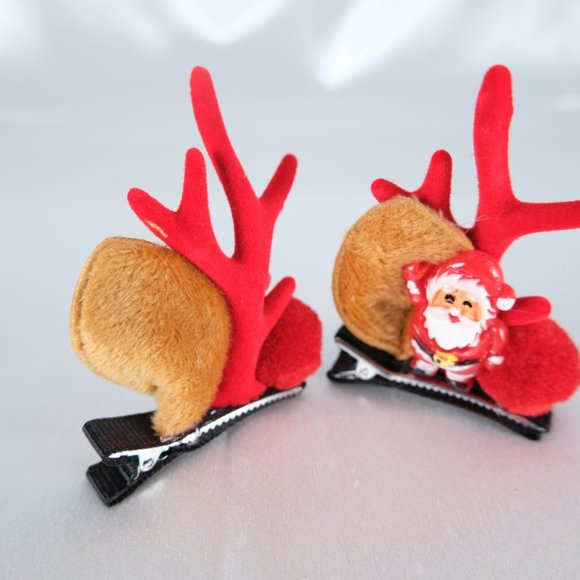 A Pair Handmade Christmas Hair Clips with Father Christmas Christmas Gift - Picture 2 of 4
